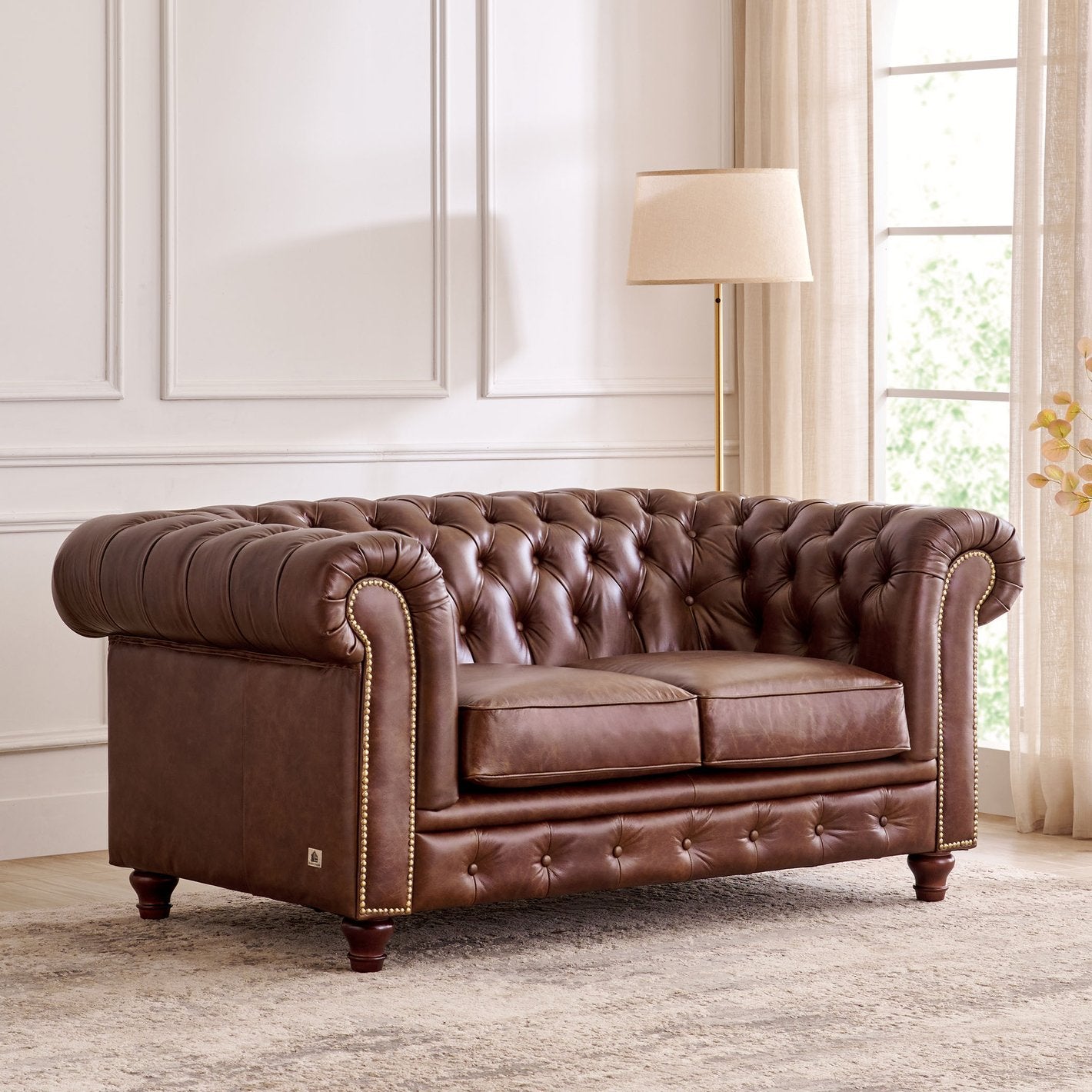 Chesterfield Leatherette Sofa - 2 Seater