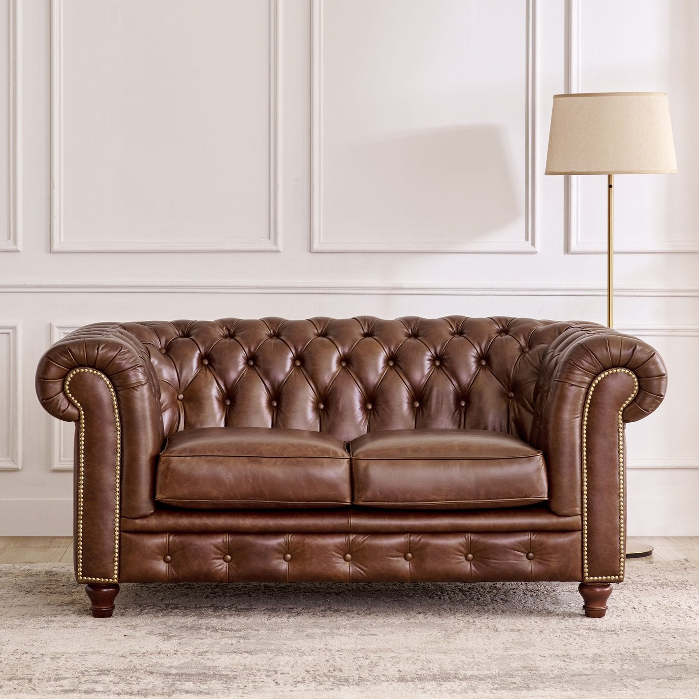 Chesterfield Leatherette Sofa - 2 Seater