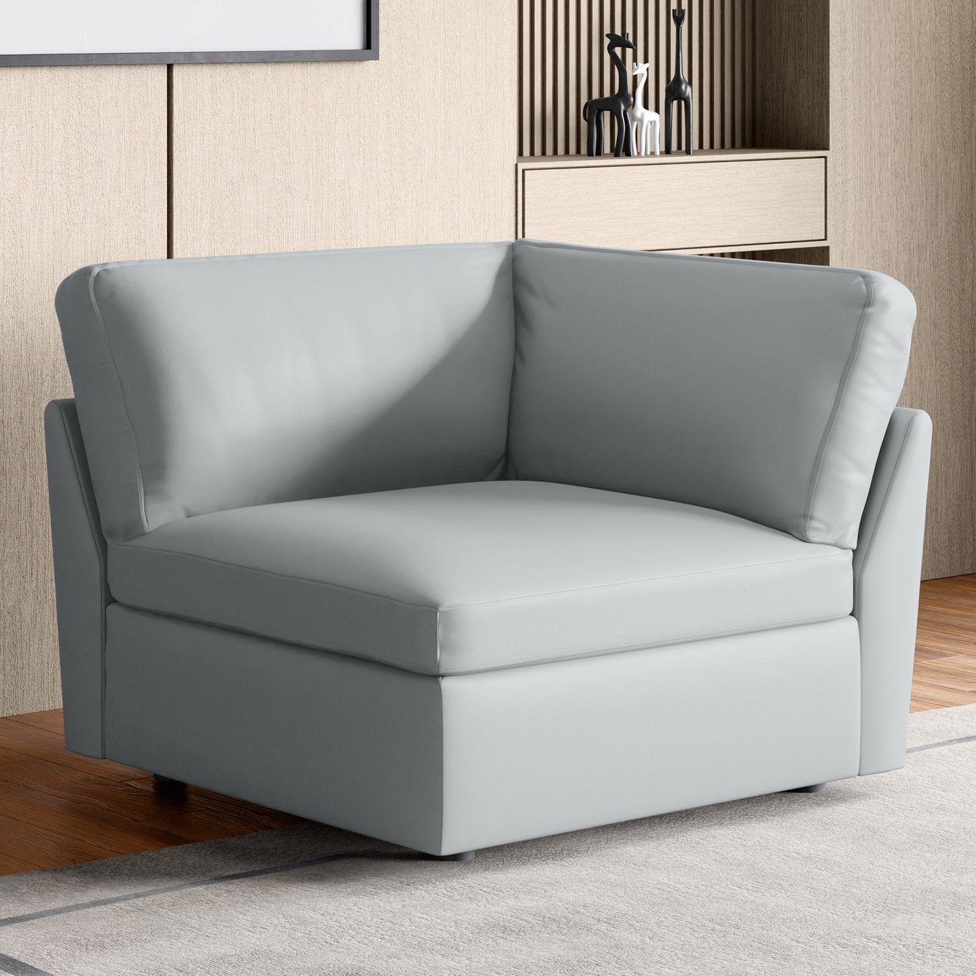 Las Vegas Half Leather 4-Seater Corner Sofa - Grey