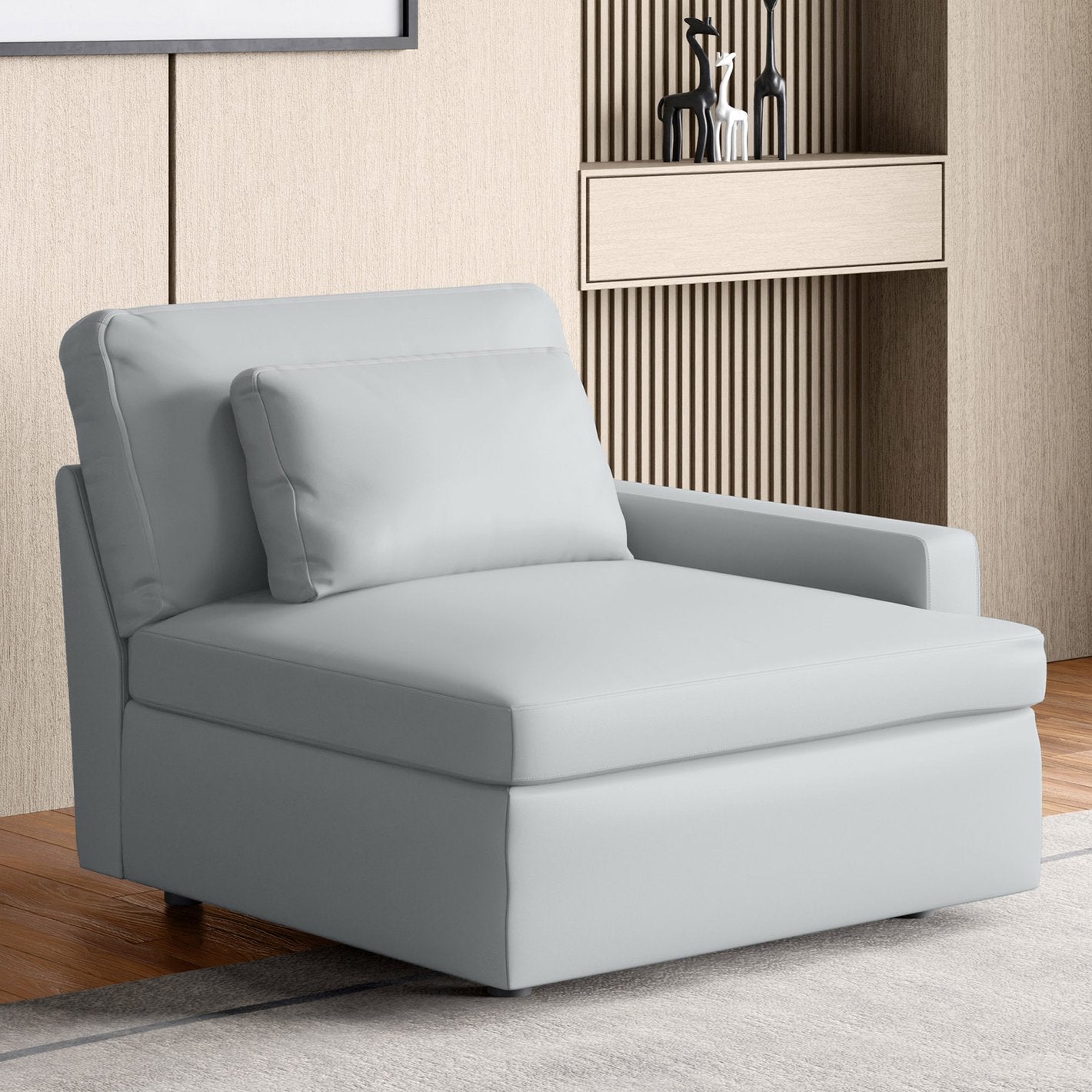 Las Vegas Half Leather 4-Seater Corner Sofa - Grey