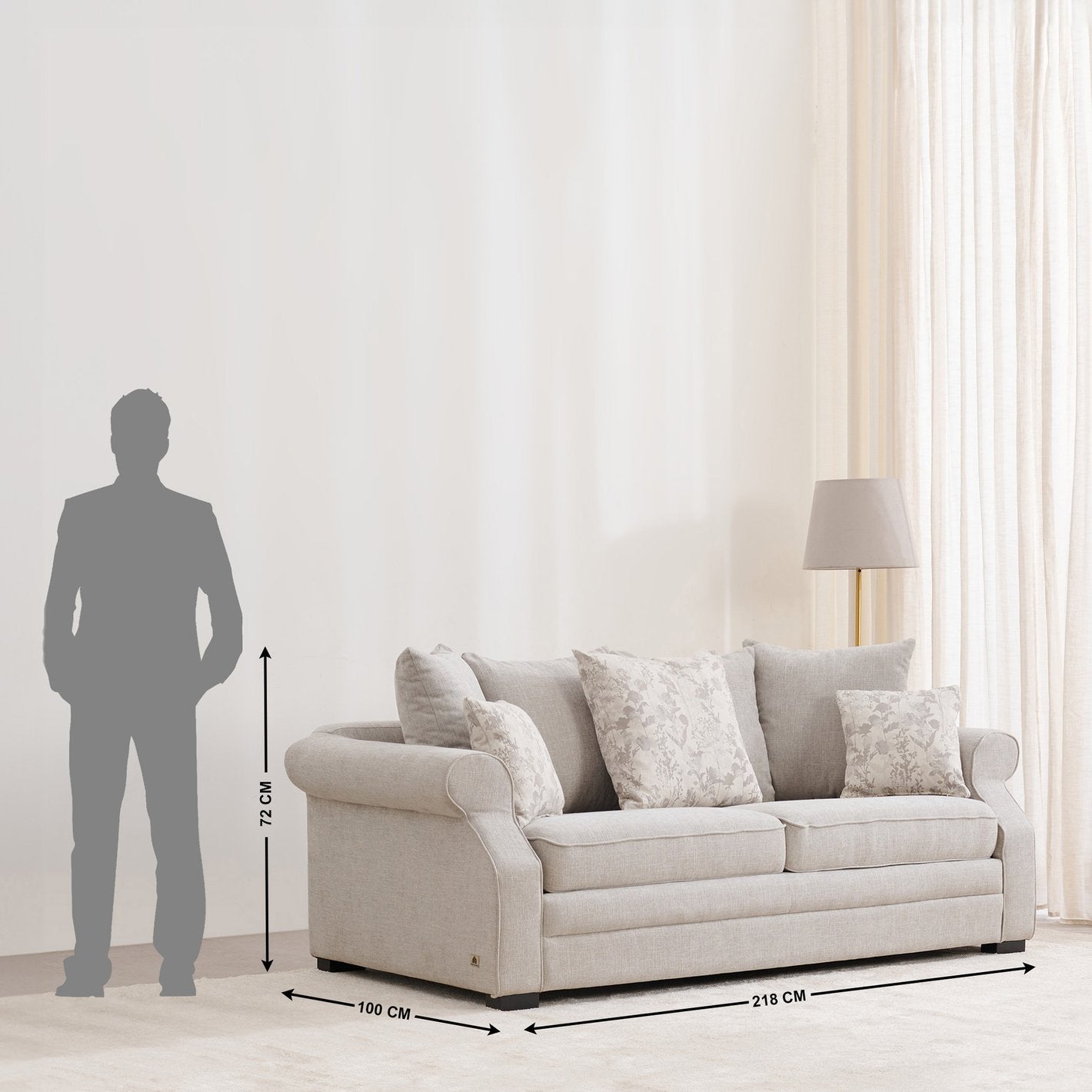Berlin Fabric 3-Seater Sofa