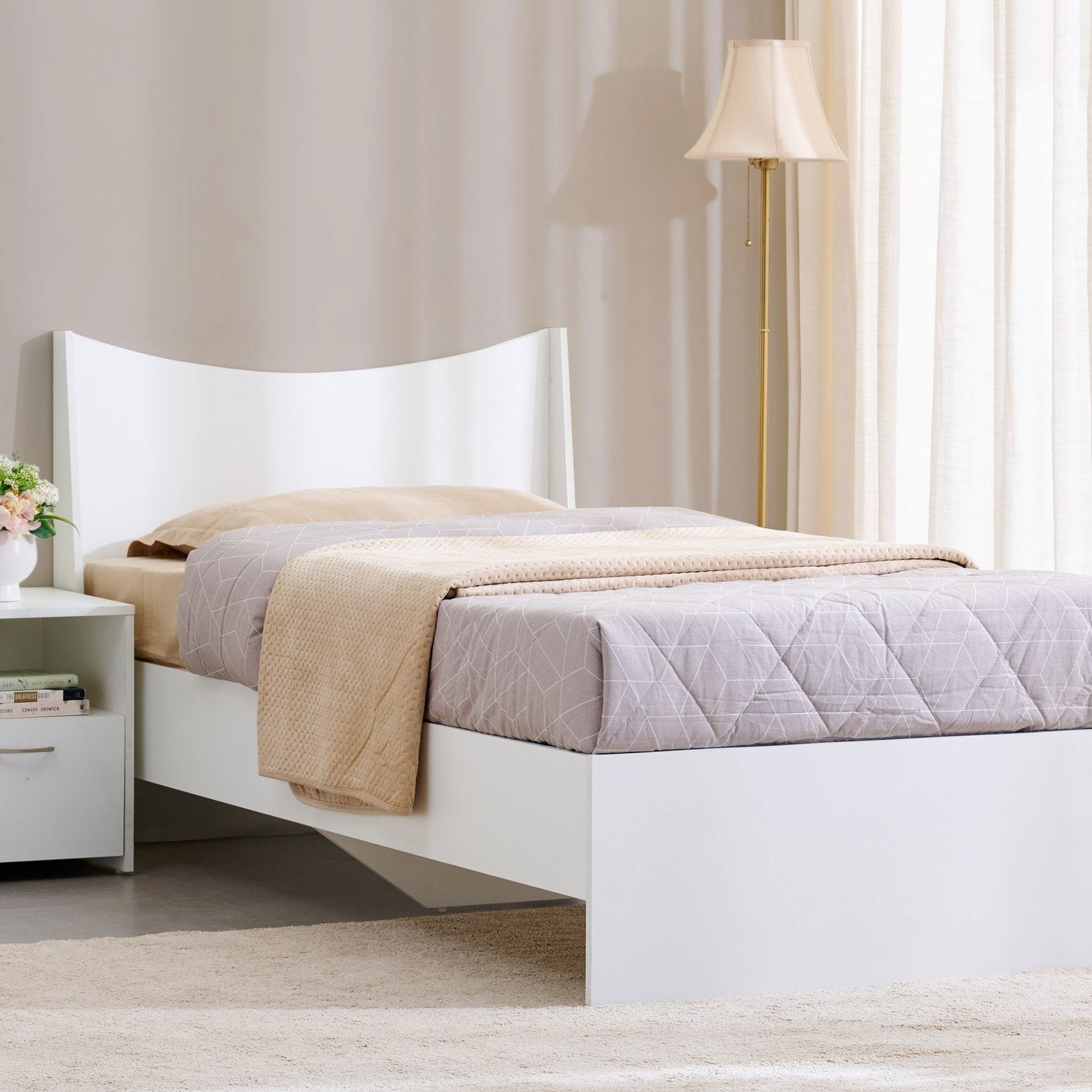 Angelica Princess White Wooden Bed