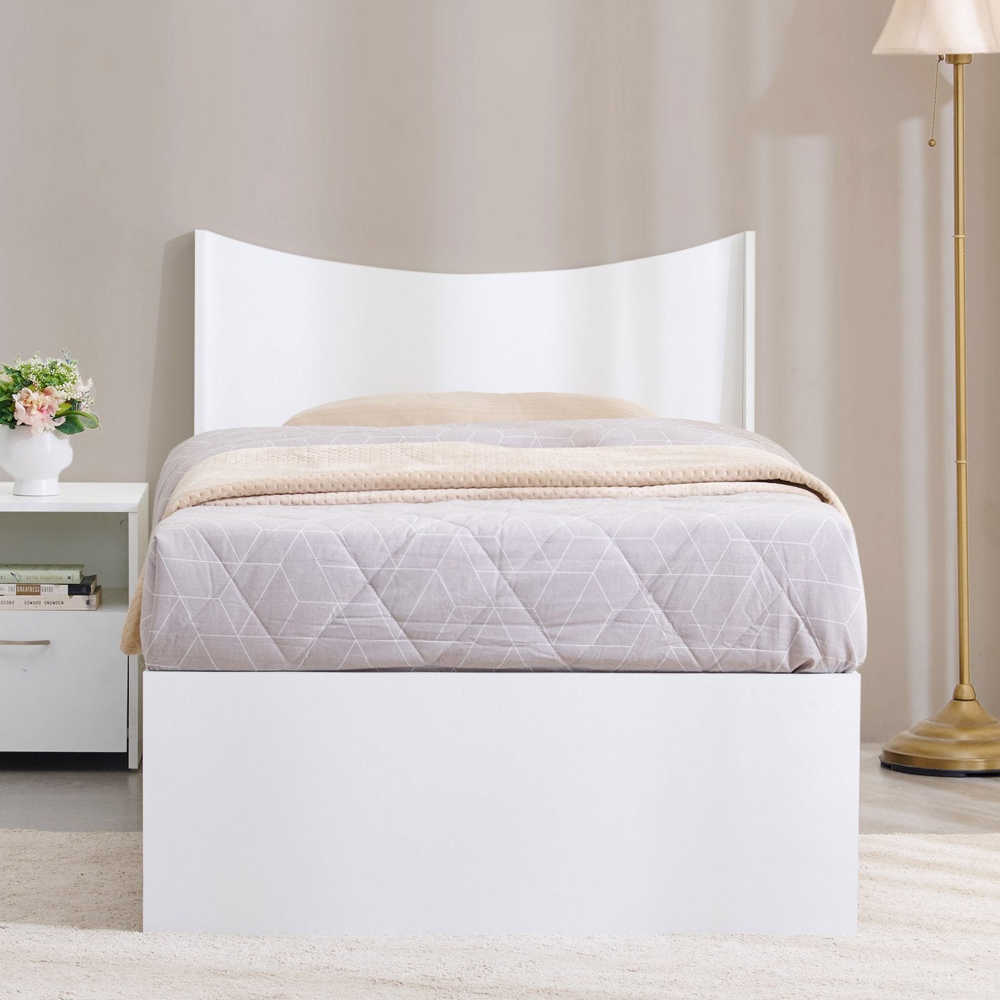 Angelica Princess White Wooden Bed