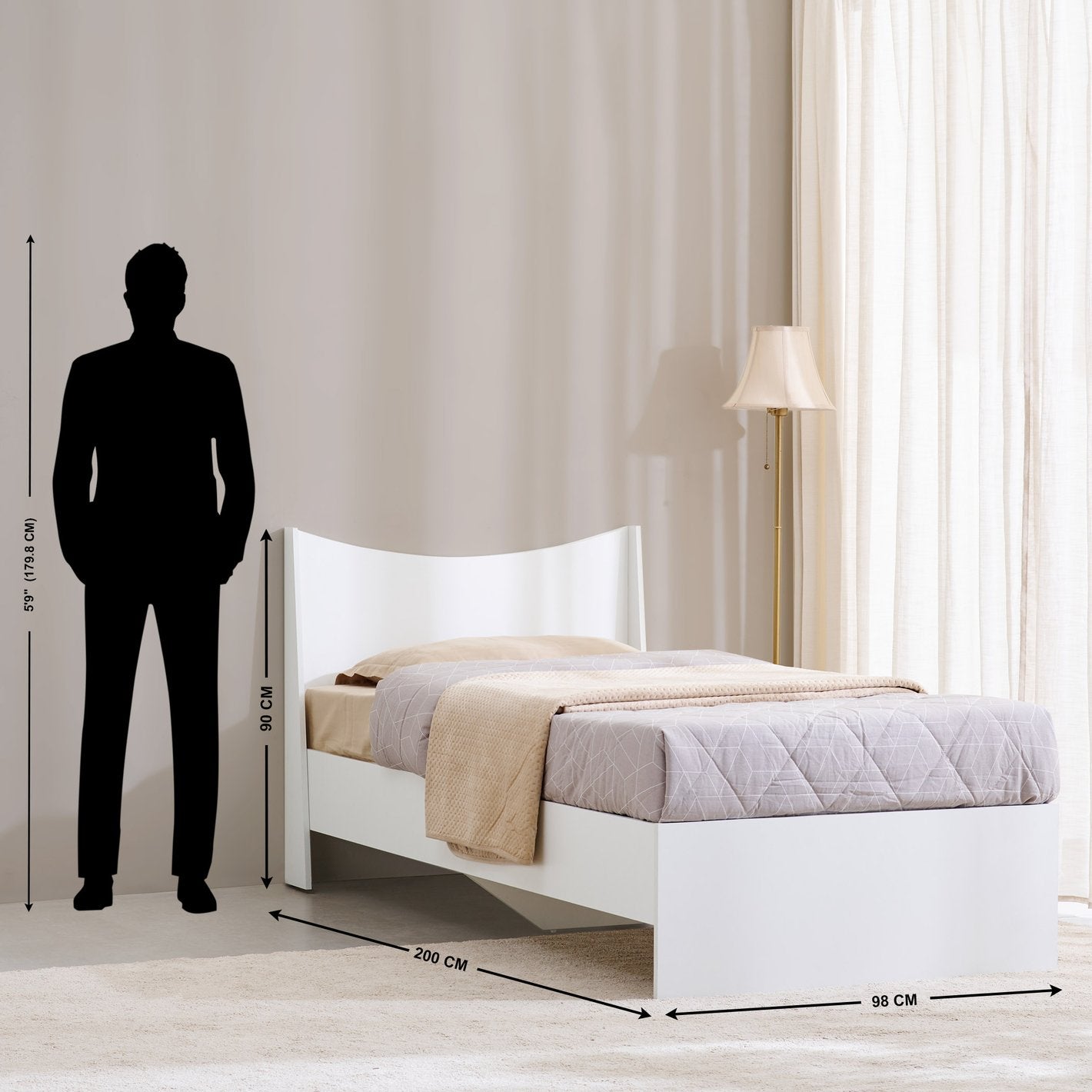 Angelica Princess White Wooden Bed