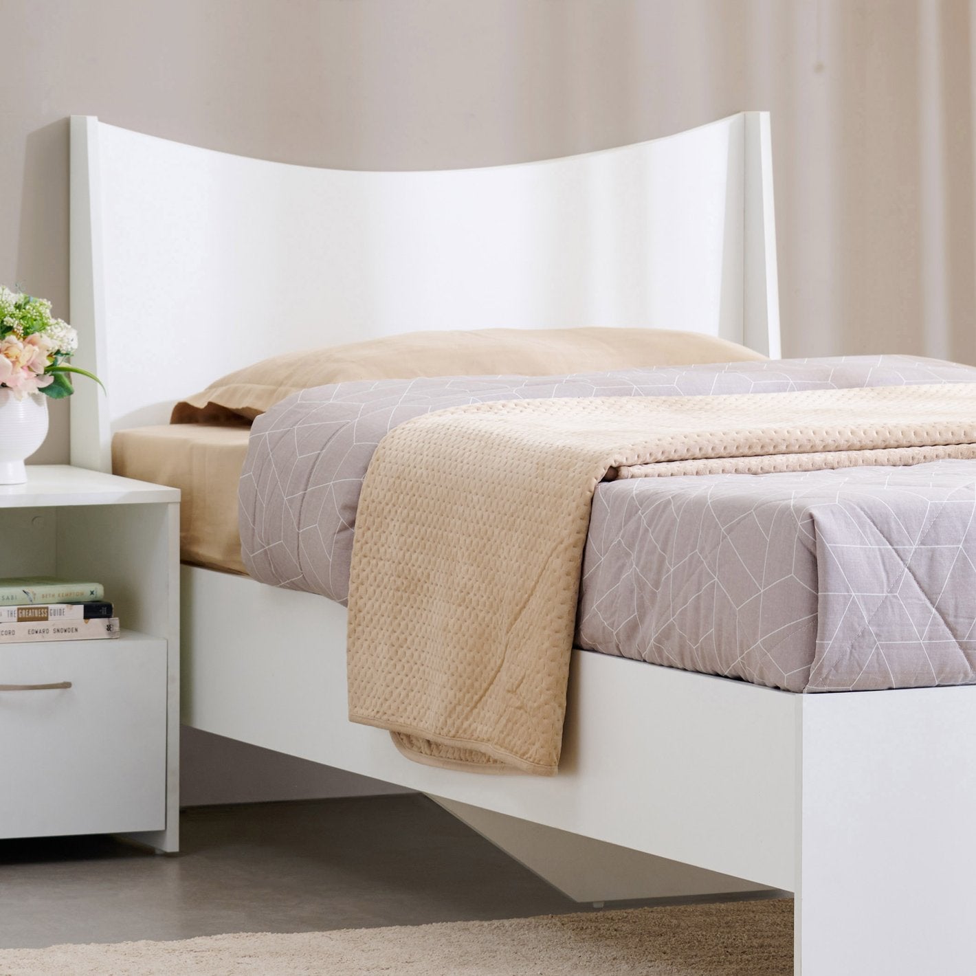 Angelica Princess White Wooden Bed