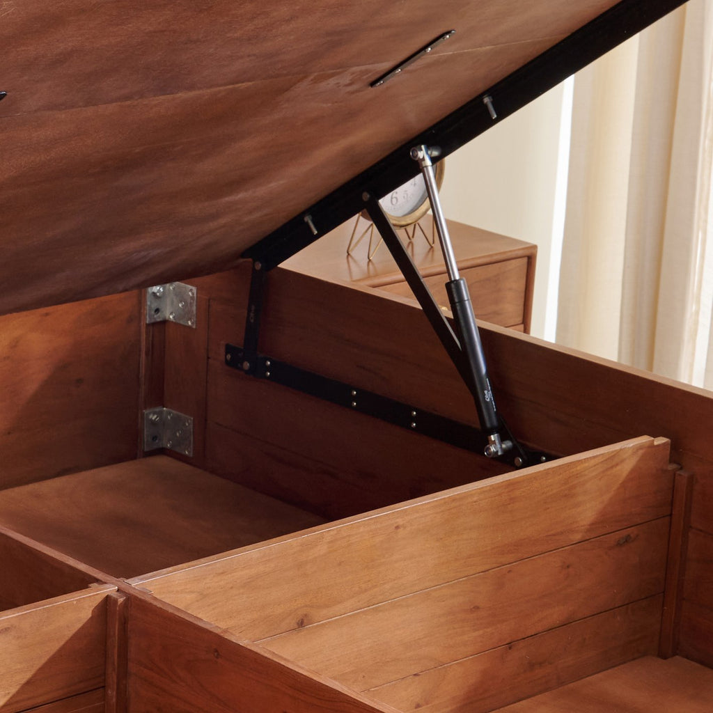 Carnival Acacia Wood Queen Bed with Hydraulic Storage
