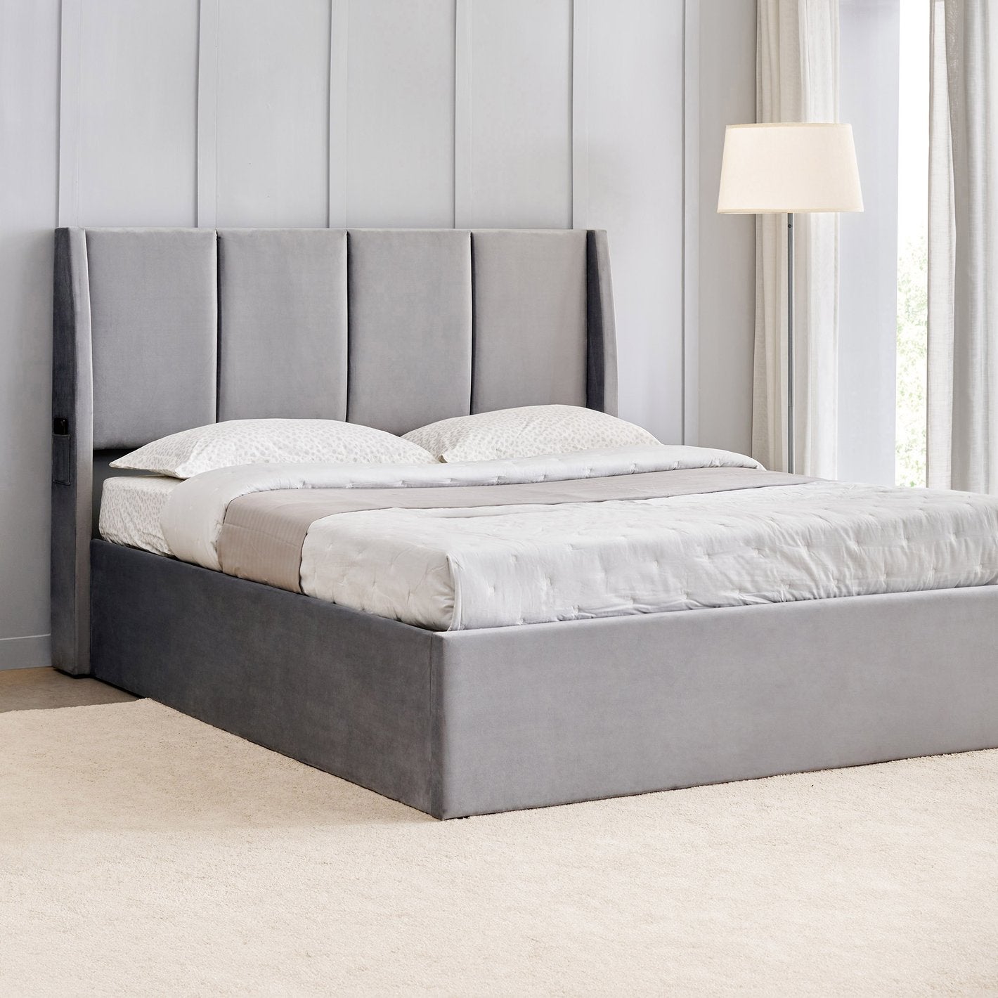 Morocco Grey Upholstered Bed