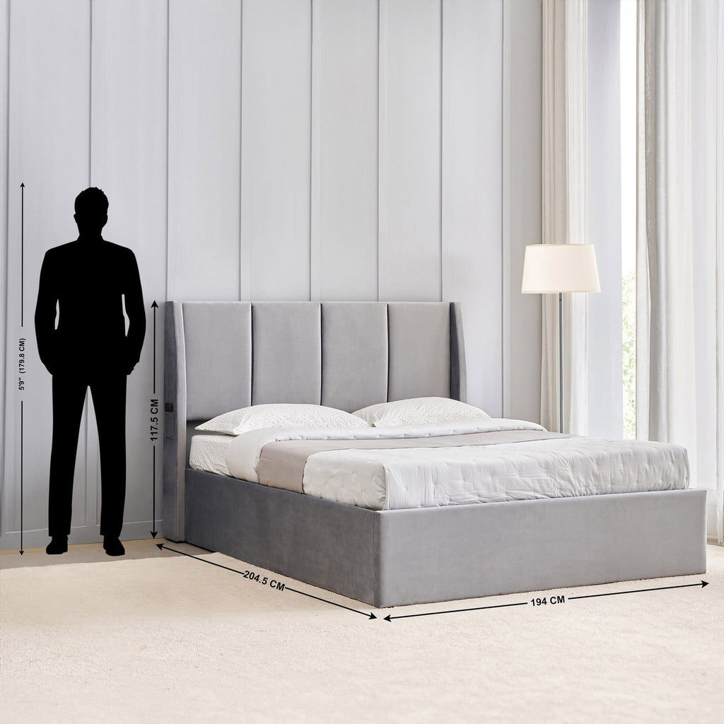 Morocco Grey Upholstered Bed