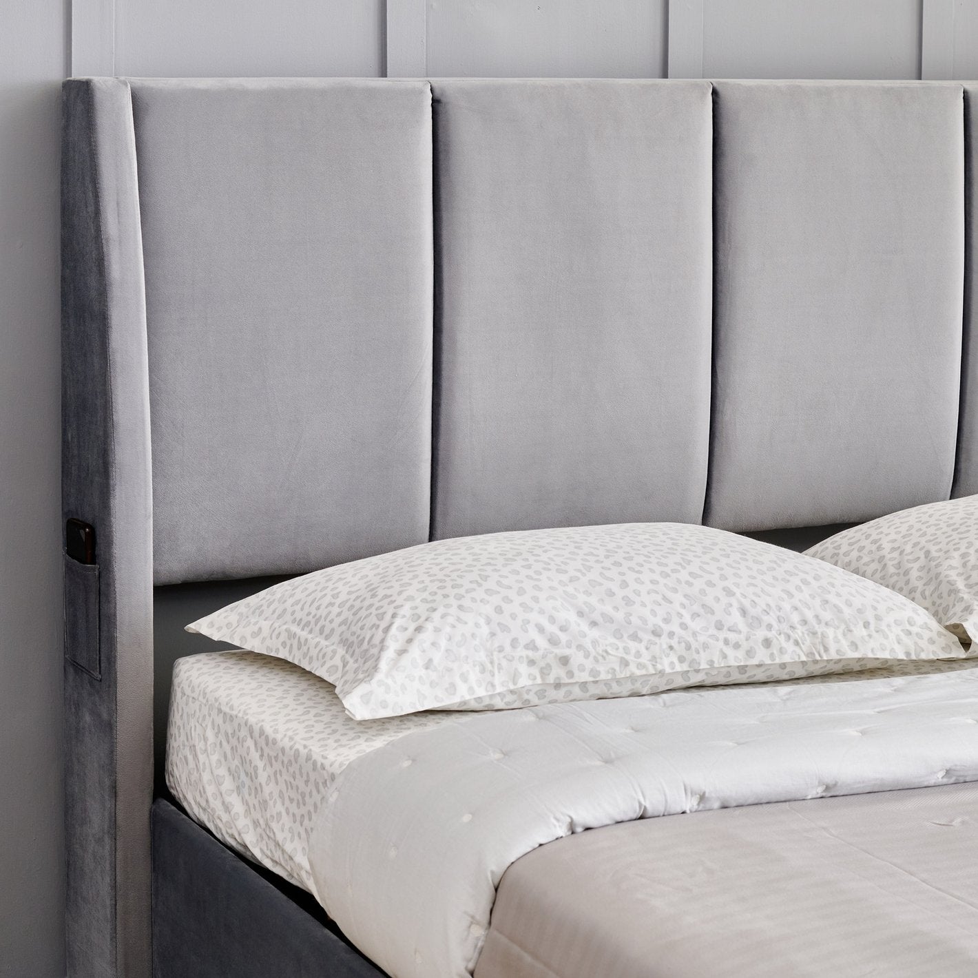 Morocco Grey Upholstered Bed