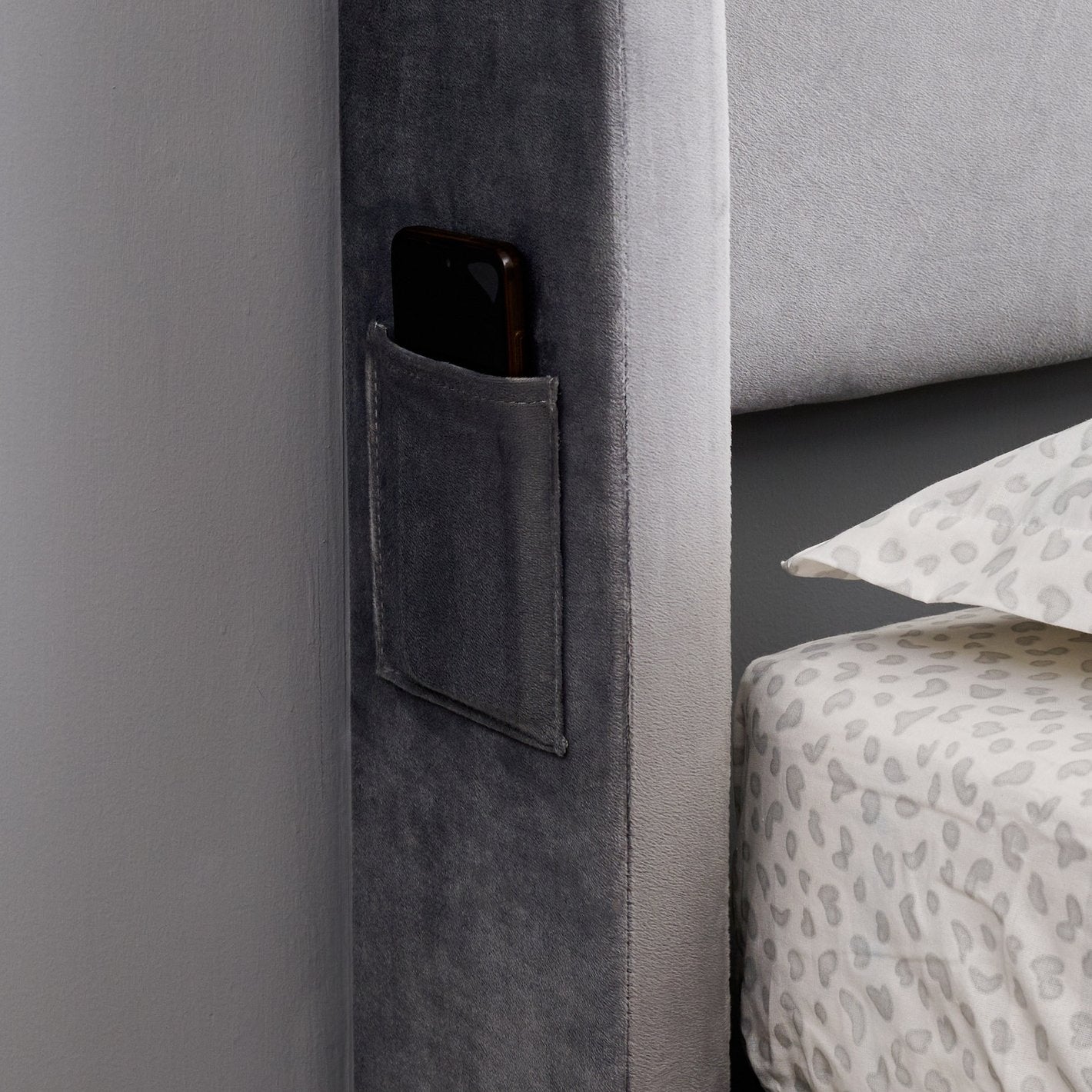 Morocco Grey Upholstered Bed