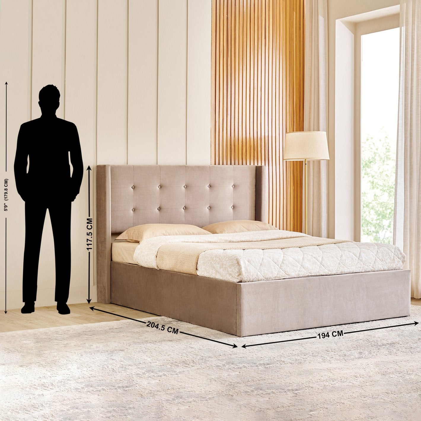 Ibiza Beige Upholstered Bed