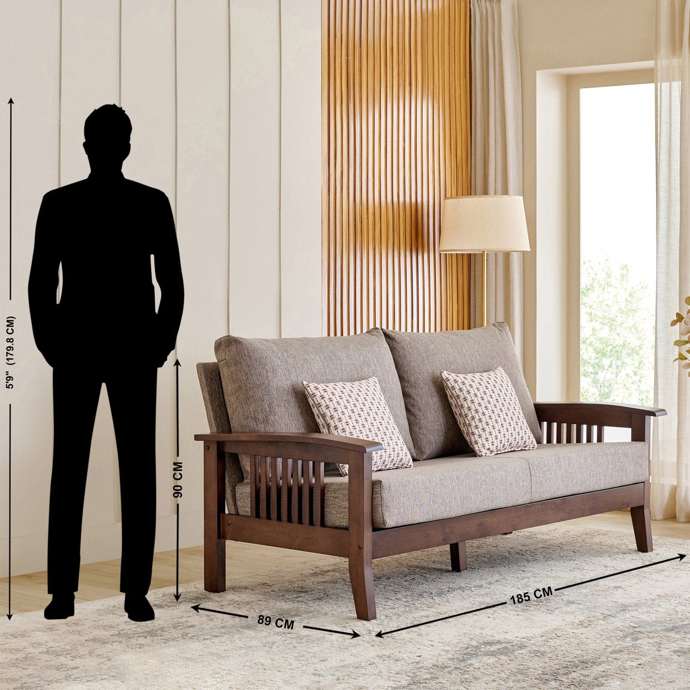 Abraca Wooden Sofa 3 Seater