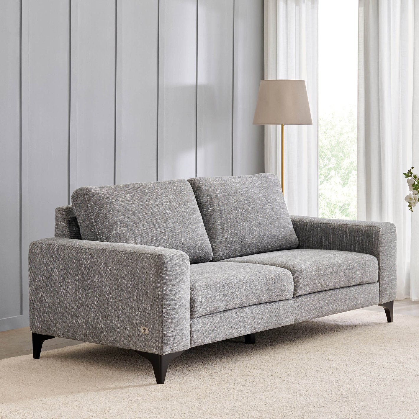 Moscow Fabric 3-Seater Sofa - Grey