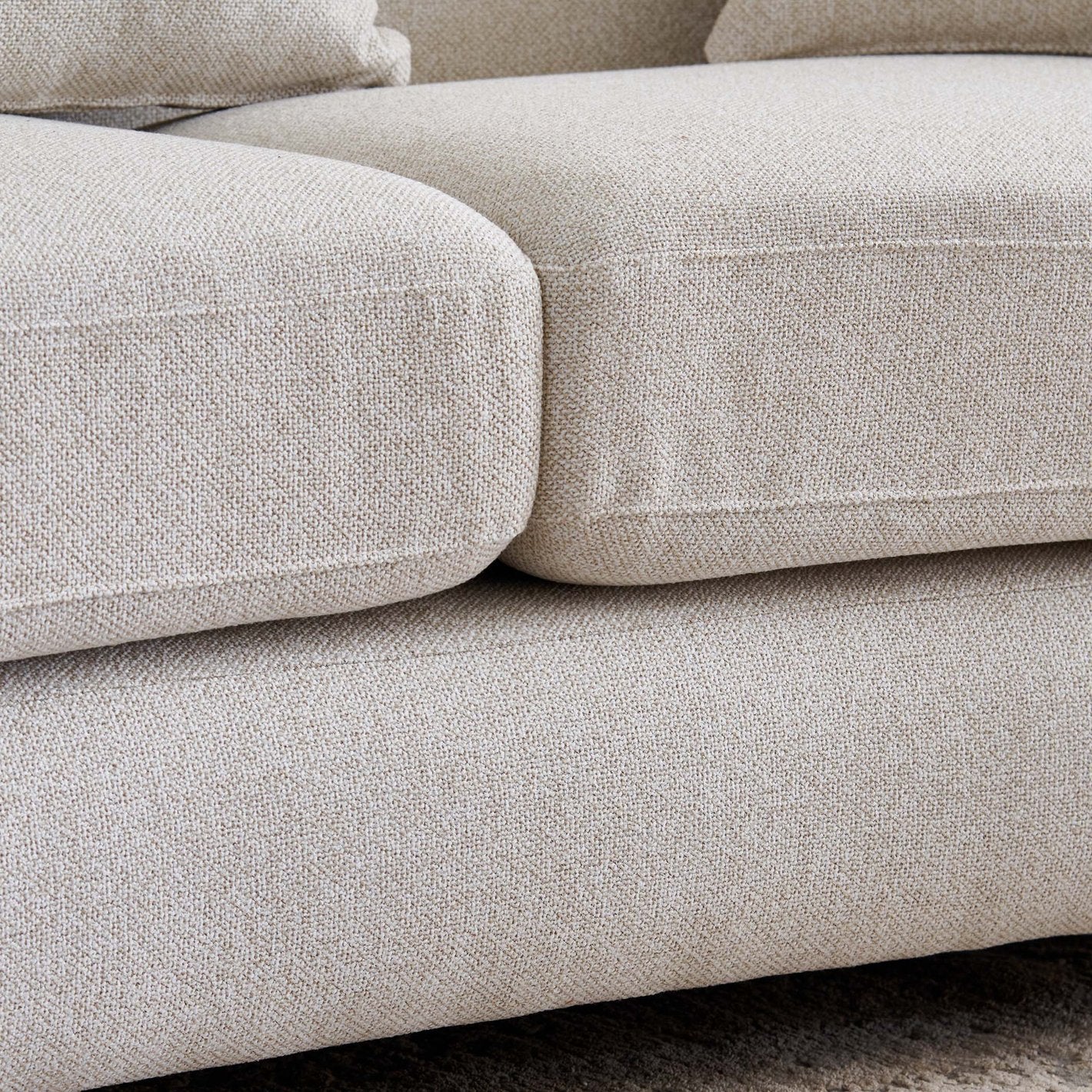 Saga Fabric 3-Seater Sofa with Cushions - Beige