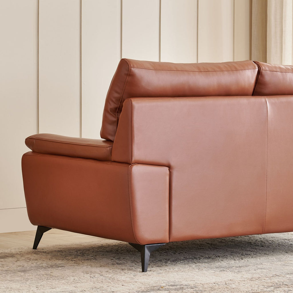 Iris Half Leather 2-Seater Sofa - Tan