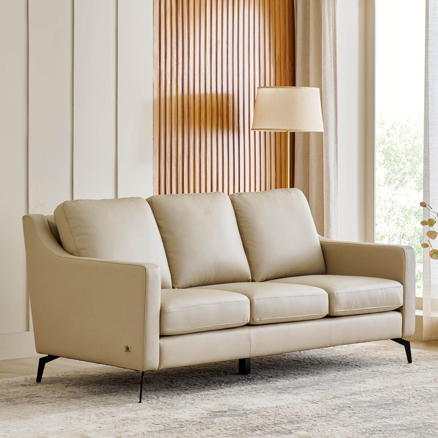 Park Half Leather 3+2 Seater Sofa Set - Cream