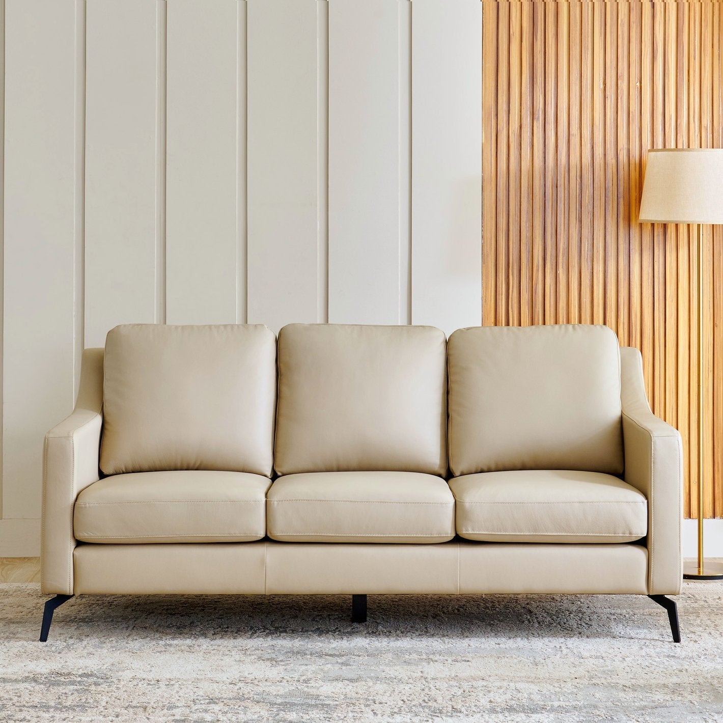 Park Half Leather 3+2 Seater Sofa Set - Cream
