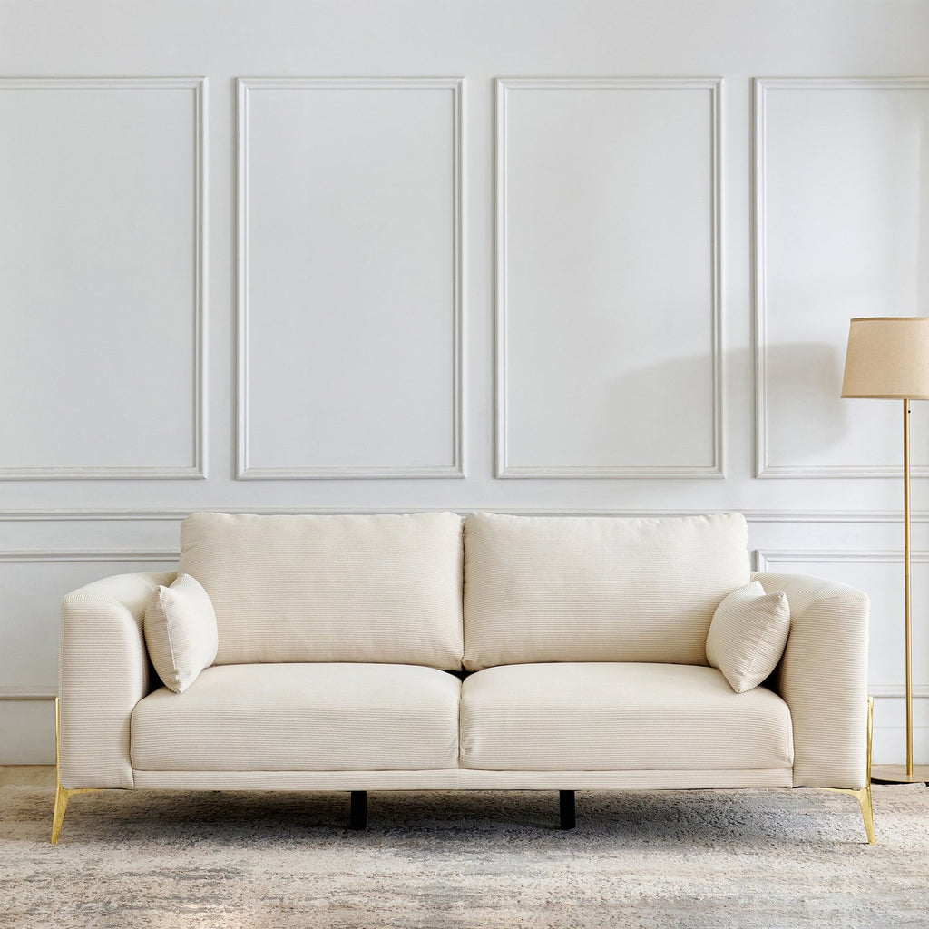 Primus Fabric Sofa - 3 Seater with Cushions - Cream
