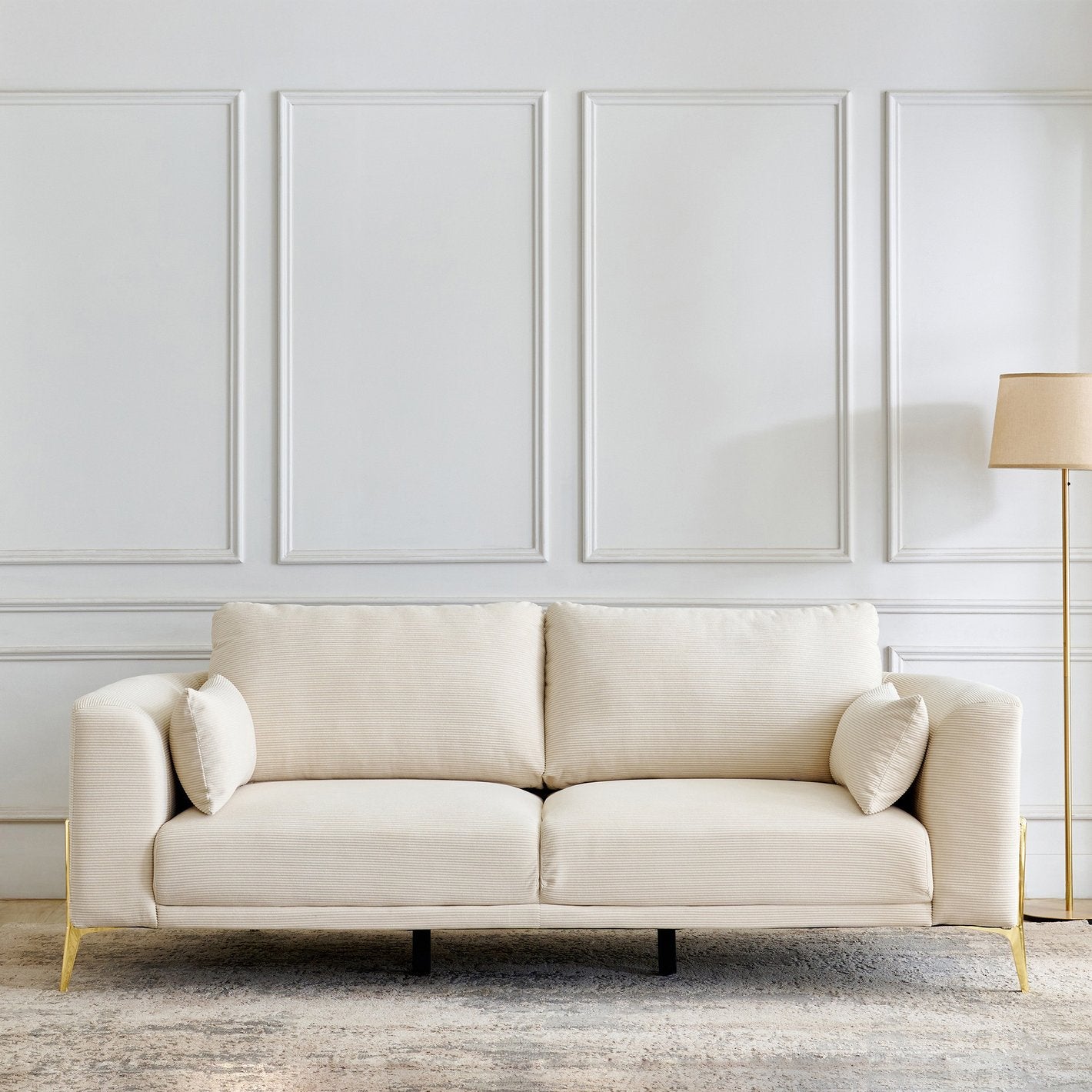 Primus Fabric Sofa - 3 Seater with Cushions - Cream