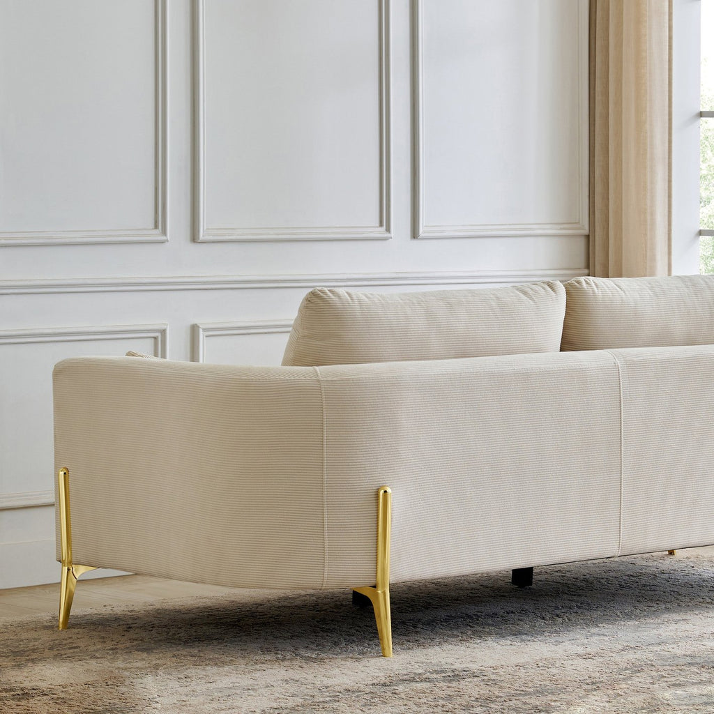Primus Fabric Sofa - 3 Seater with Cushions - Cream