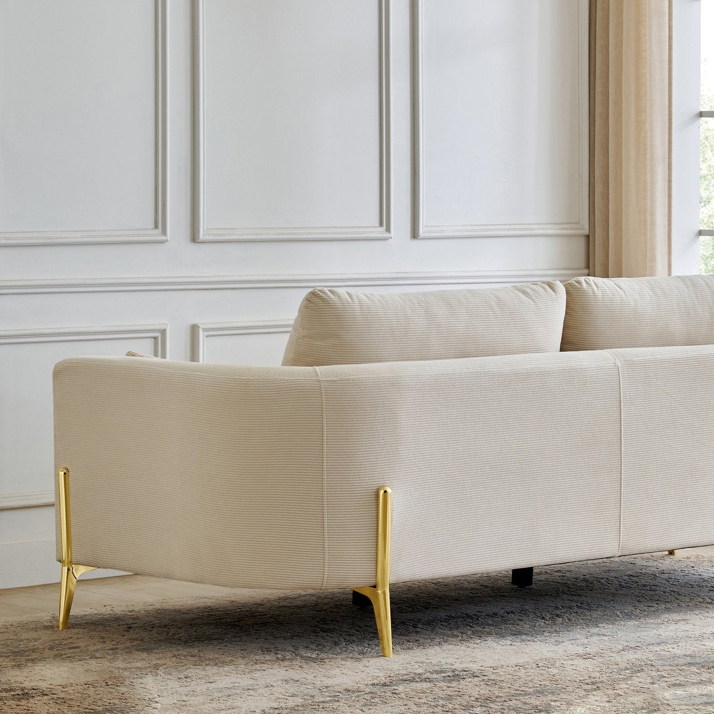 Primus Fabric Sofa - 3 Seater with Cushions - Cream
