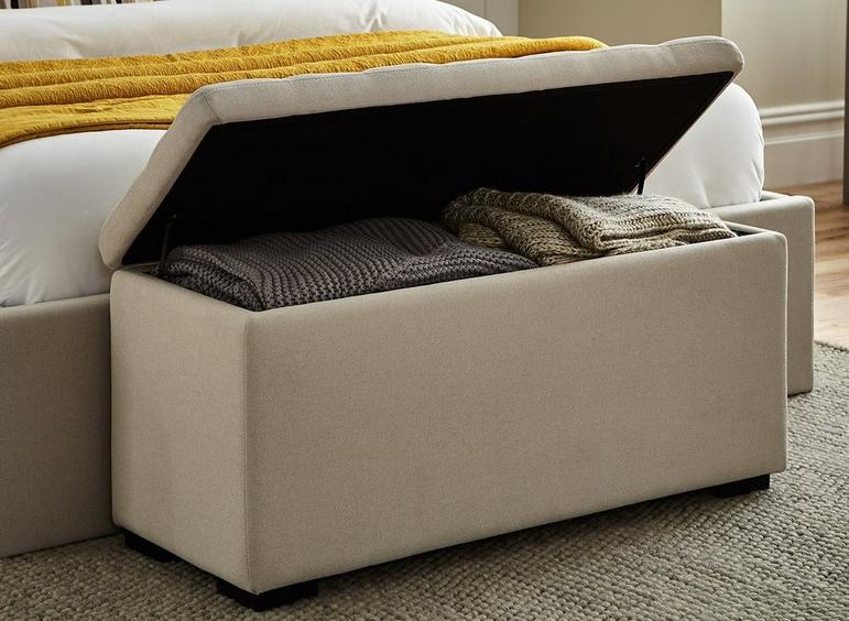Pisa Upholstered Fabric Double Bed with Storage