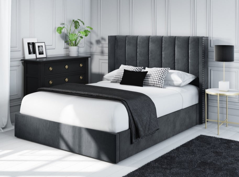 Maddox Grey Upholstered Double Bed