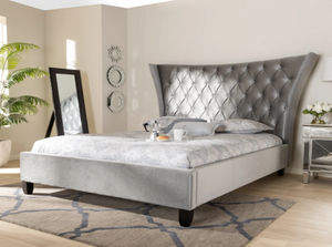 Sky Grey Upholstered Bed without Storage
