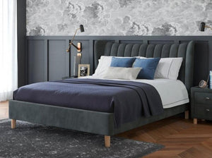 Knox Velvet Grey Upholstered Bed