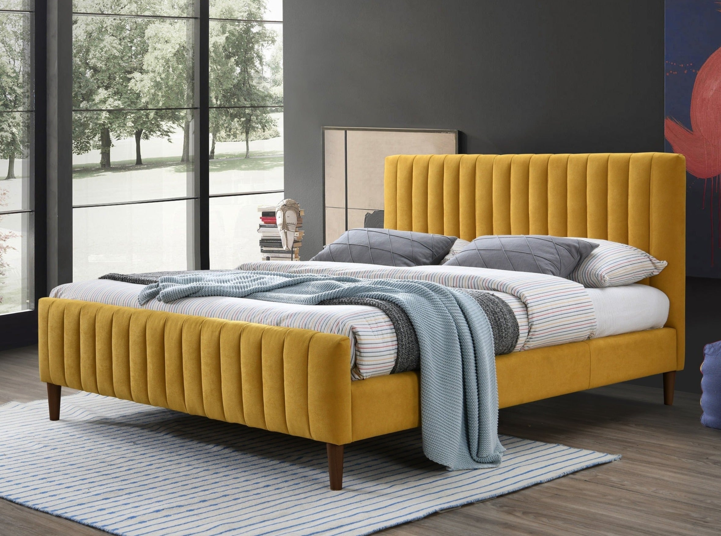 Florence Upholstered Yellow Double Bed