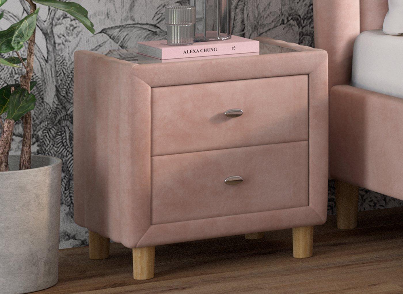 Knox Velvet Pink Upholstered Bed