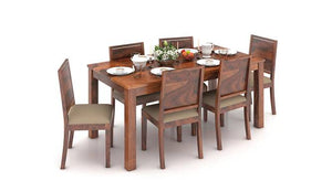 Arabia - Capra 6 Seater Dining Table Set (Teak Colour)