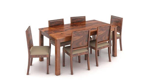 Arabia - Capra 6 Seater Dining Table Set (Teak Colour)