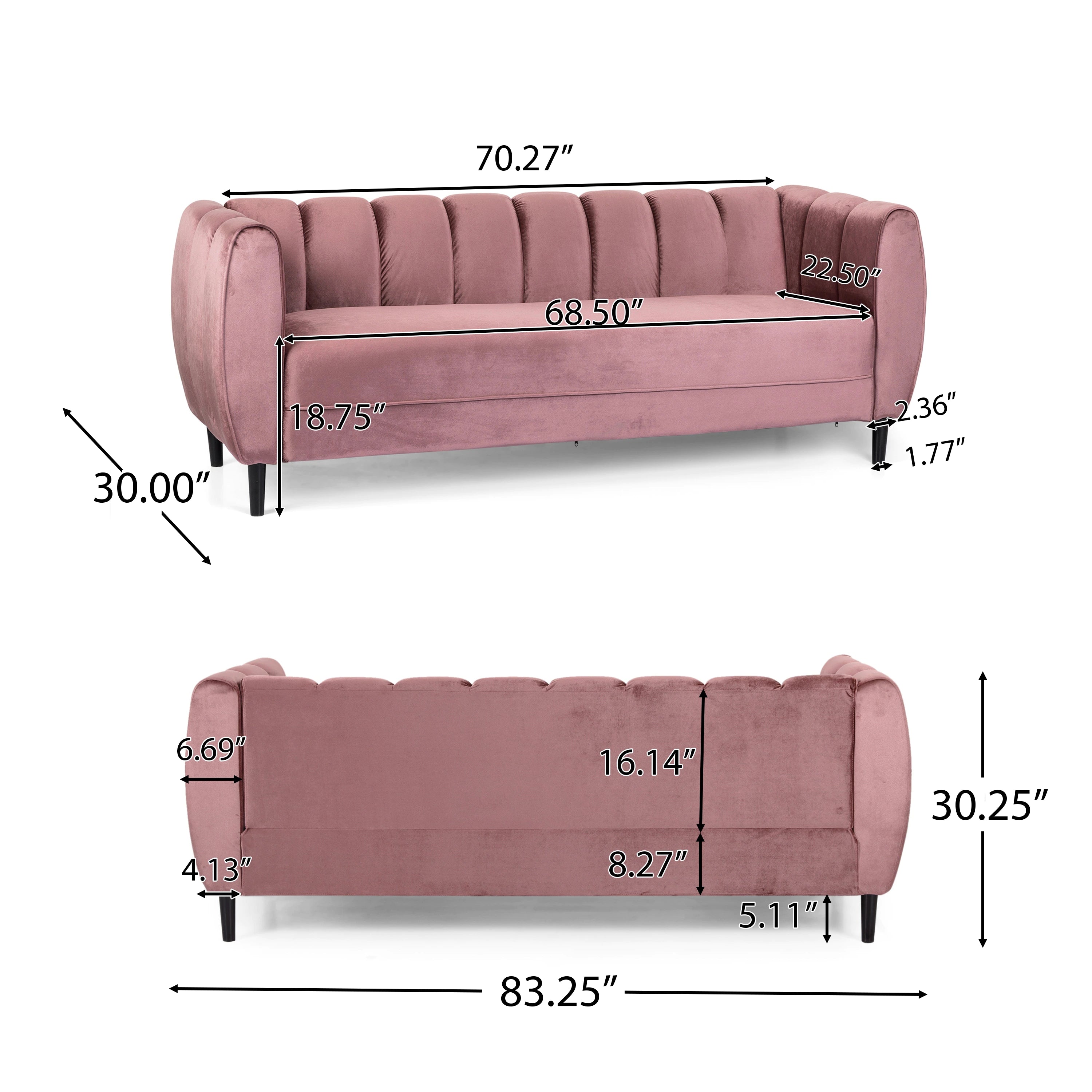 Christopher Modern Velvet 3-seat Sofa