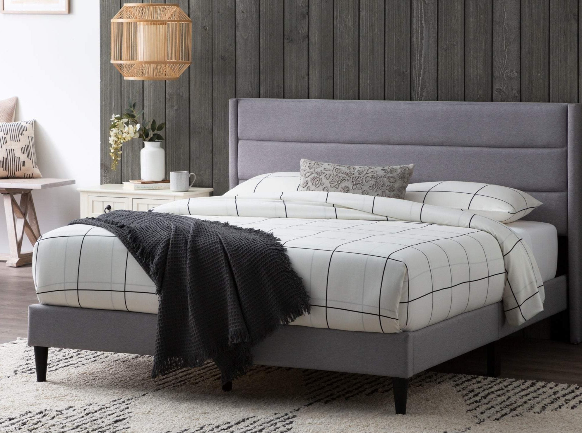 Andria Upholstered Grey Double Bed