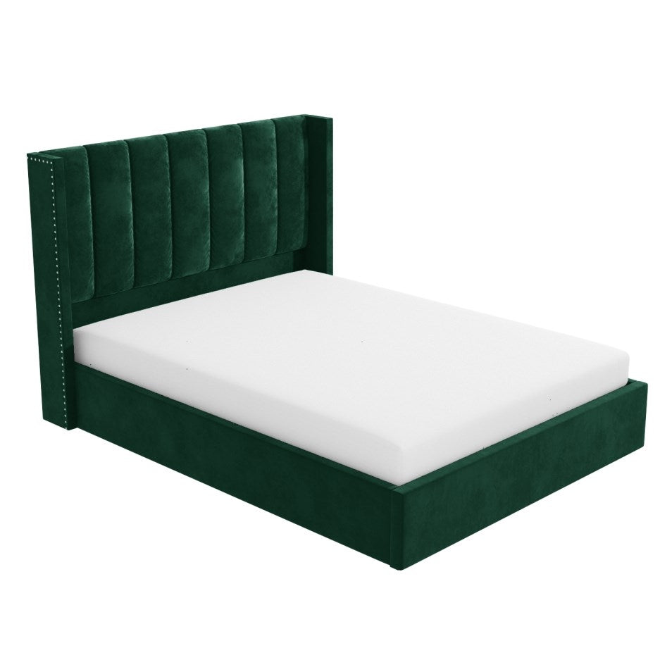 Maddox Green Upholstered Double Bed