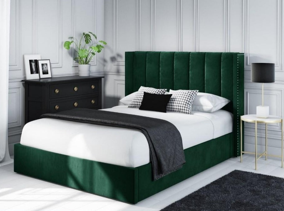 Maddox Green Upholstered Double Bed