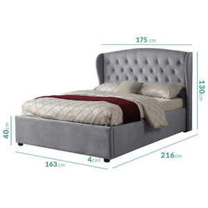 Sicily Upholstered Fabric Double Bed with Storage