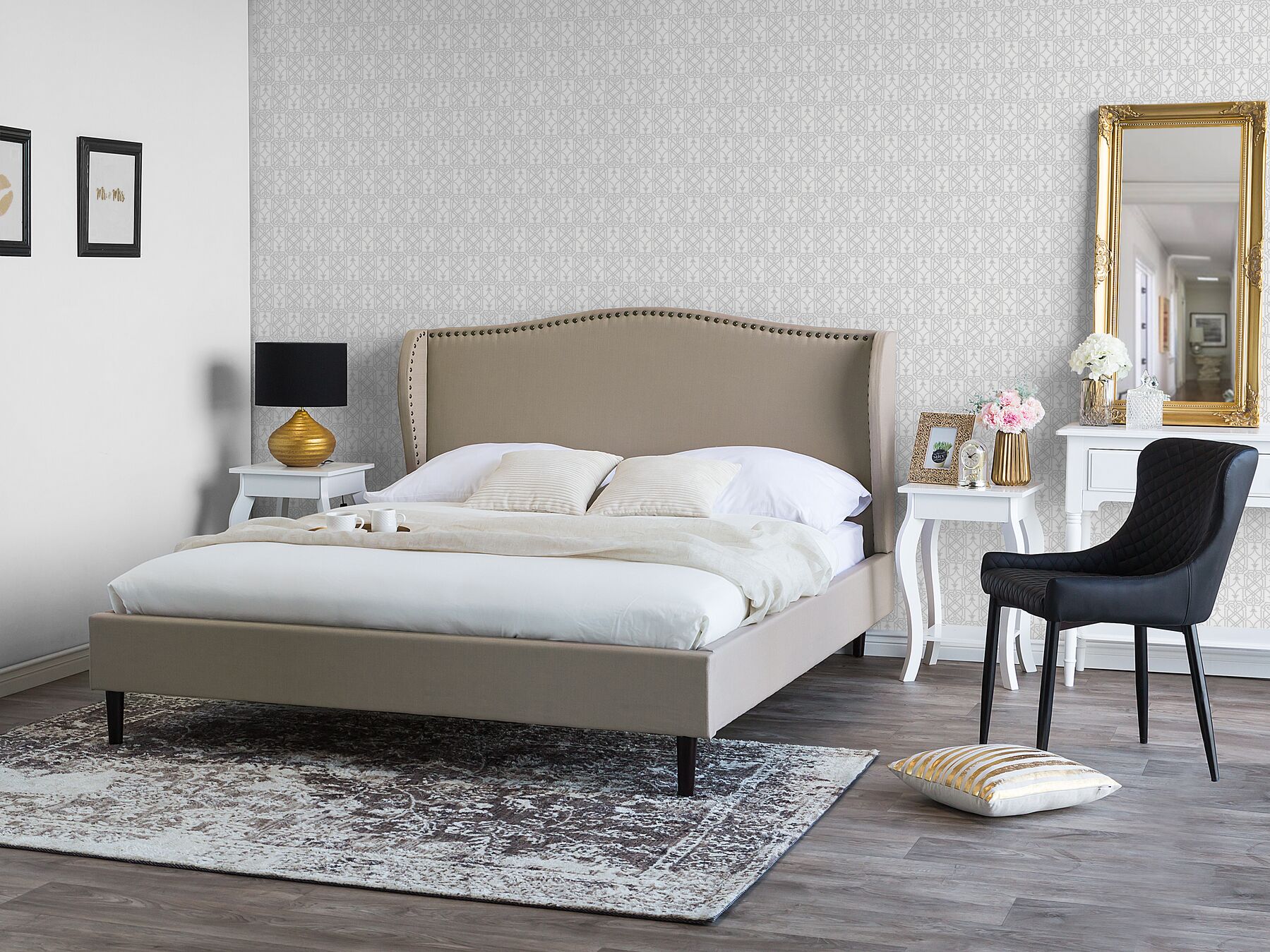 Colmar Upholstered Double Bed Beige