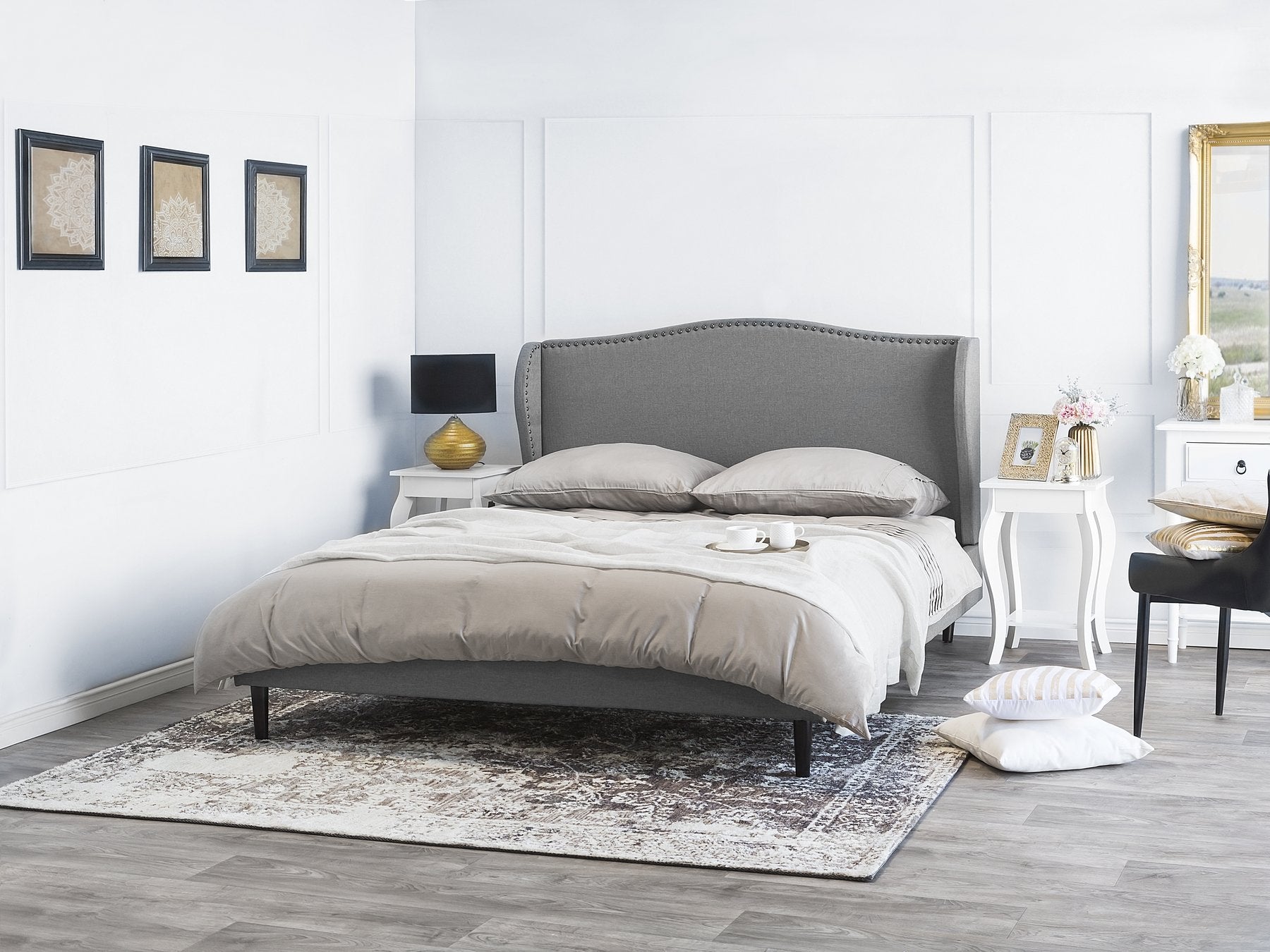 Colmar Upholstered Double Bed Grey