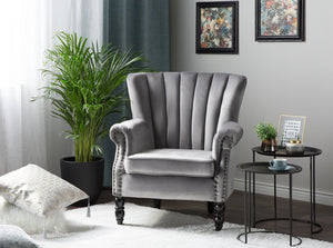 Svedala Velvet Wingback Chair (Grey)