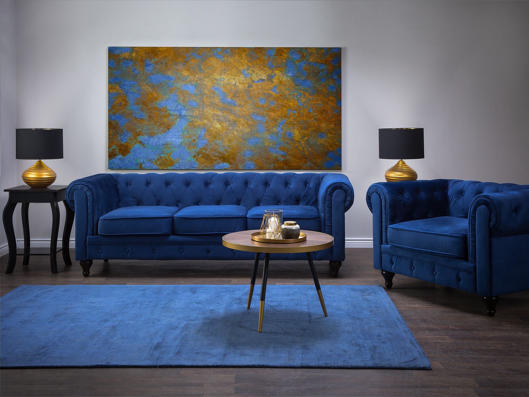 Chesterfield Upholstered Sofa (Blue)
