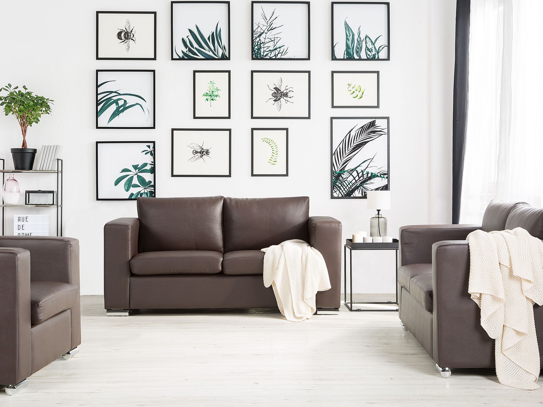 Helsinki Leatherette Sofa Set (Brown)