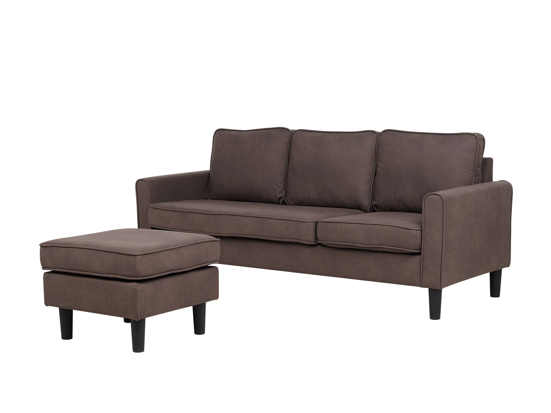 Avesta 3 Seater Fabric Sofa with Ottoman (Brown)