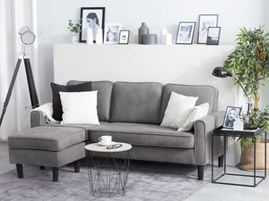 Avesta 3 Seater Fabric Sofa with Ottoman (Grey)