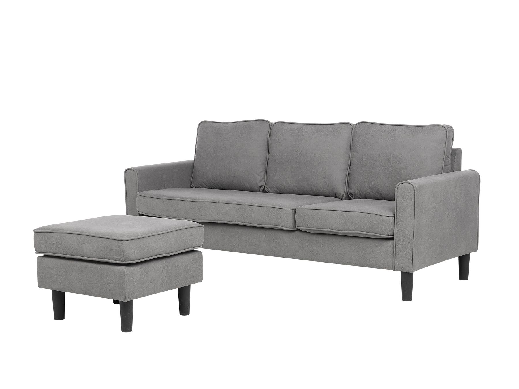 Avesta 3 Seater Fabric Sofa with Ottoman (Grey)