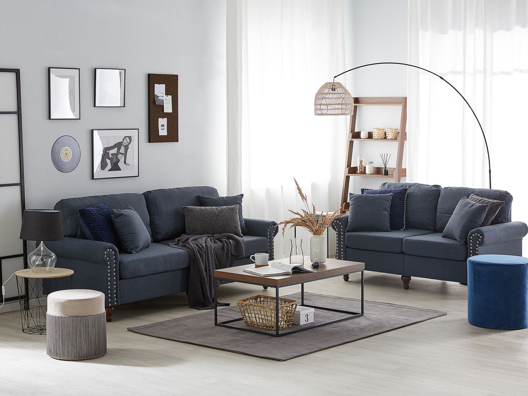 Otra Fabric Sofa Set (Dark Grey)