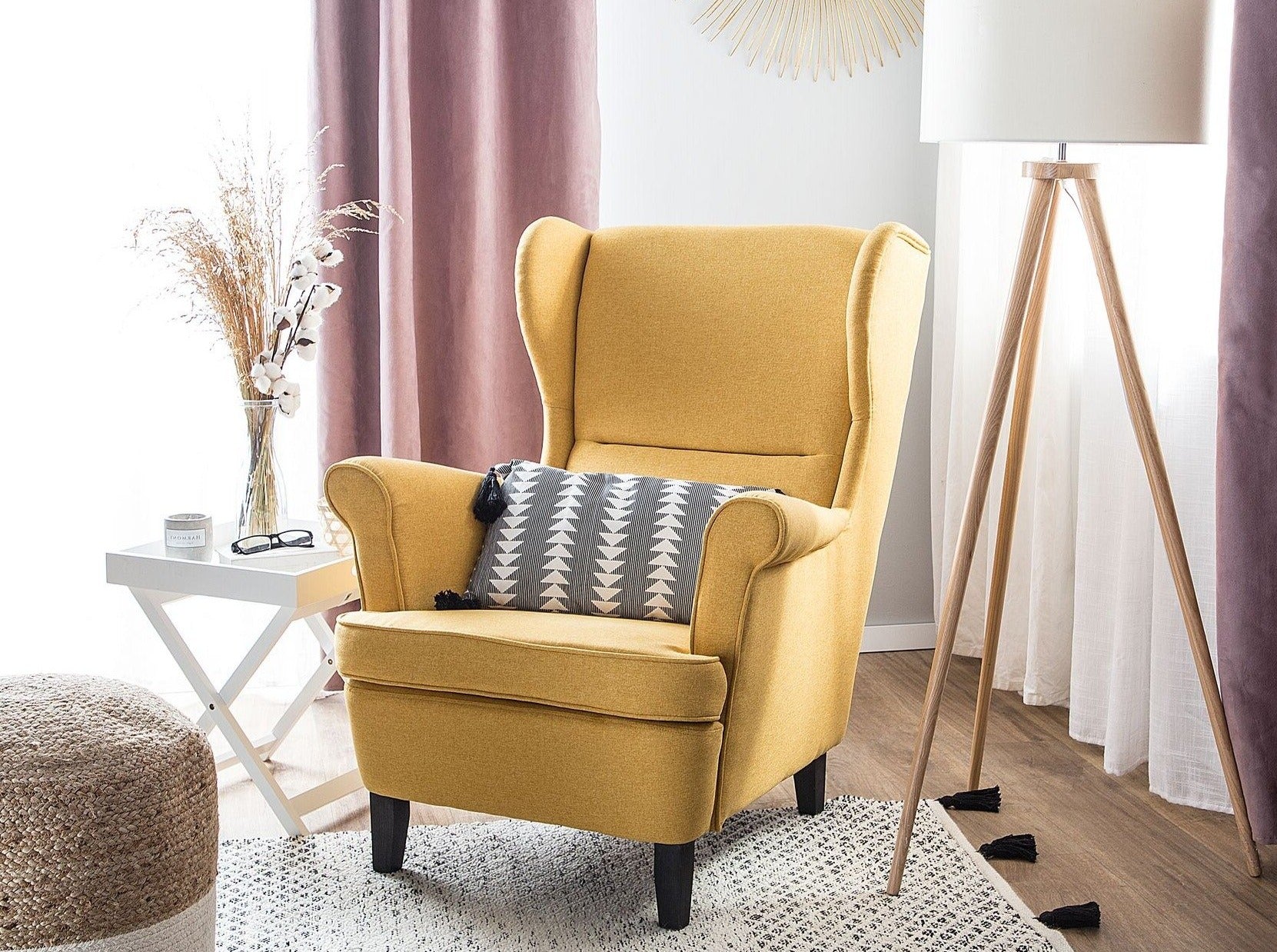 Abson Upholstered High Arm Chair (Mustard)