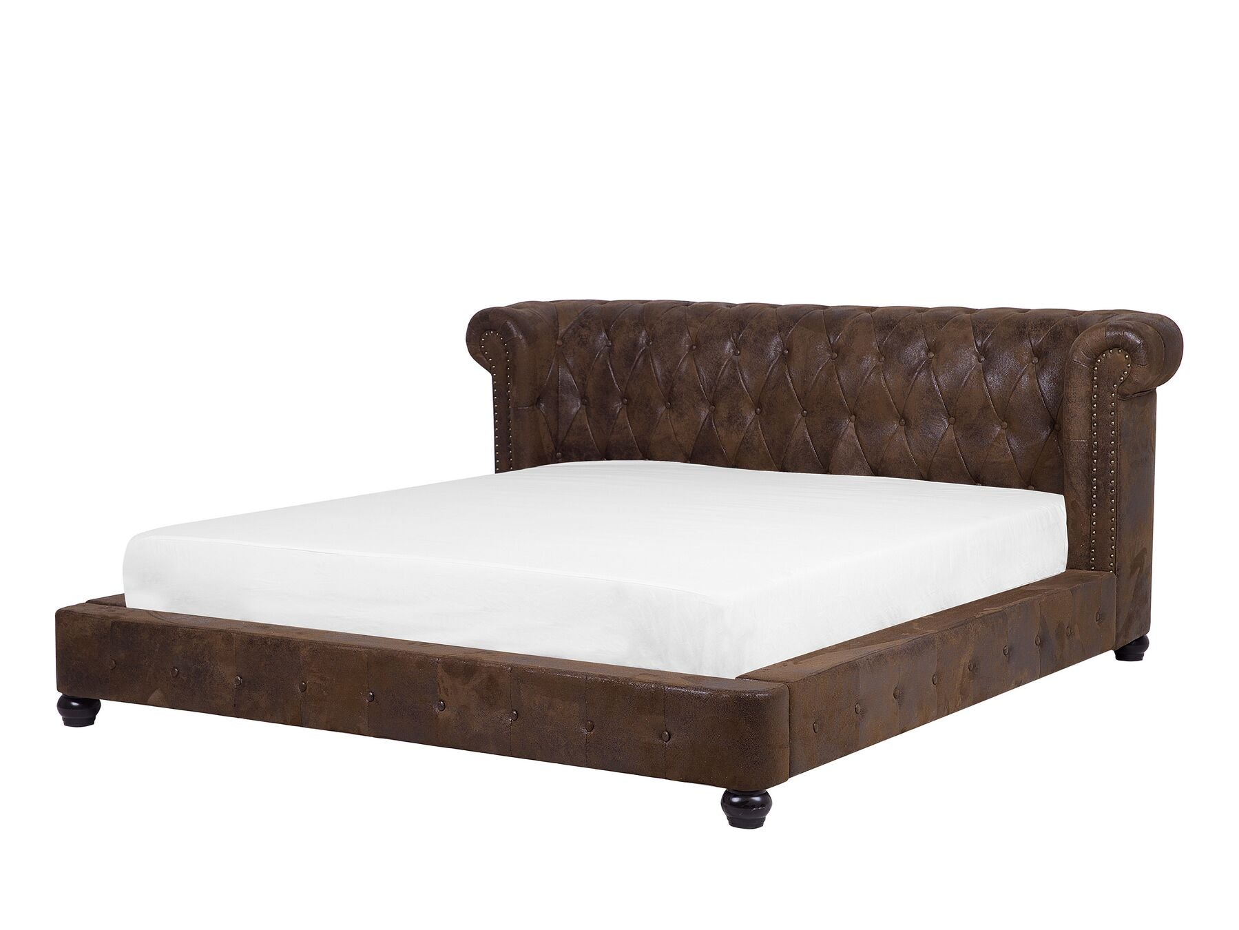 Cavaillon Leatherette Double Bed Brown
