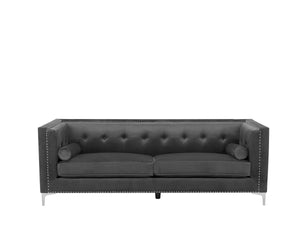 Avaldenses 3 Seater Velvet Sofa Grey